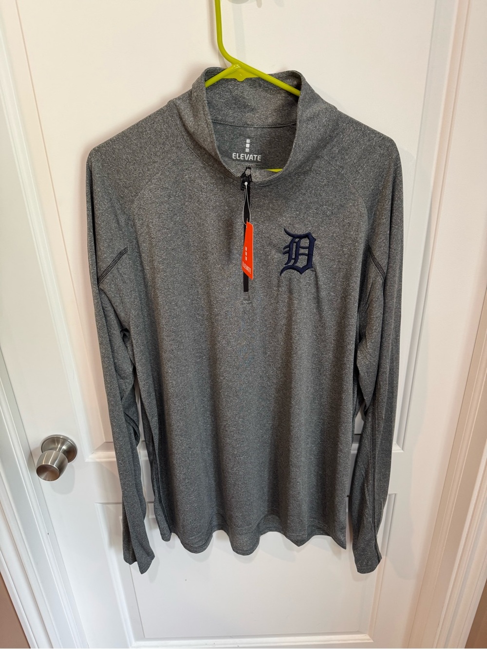 Elevate Men's Gray Quarter-Zip Pullover with Detroit D